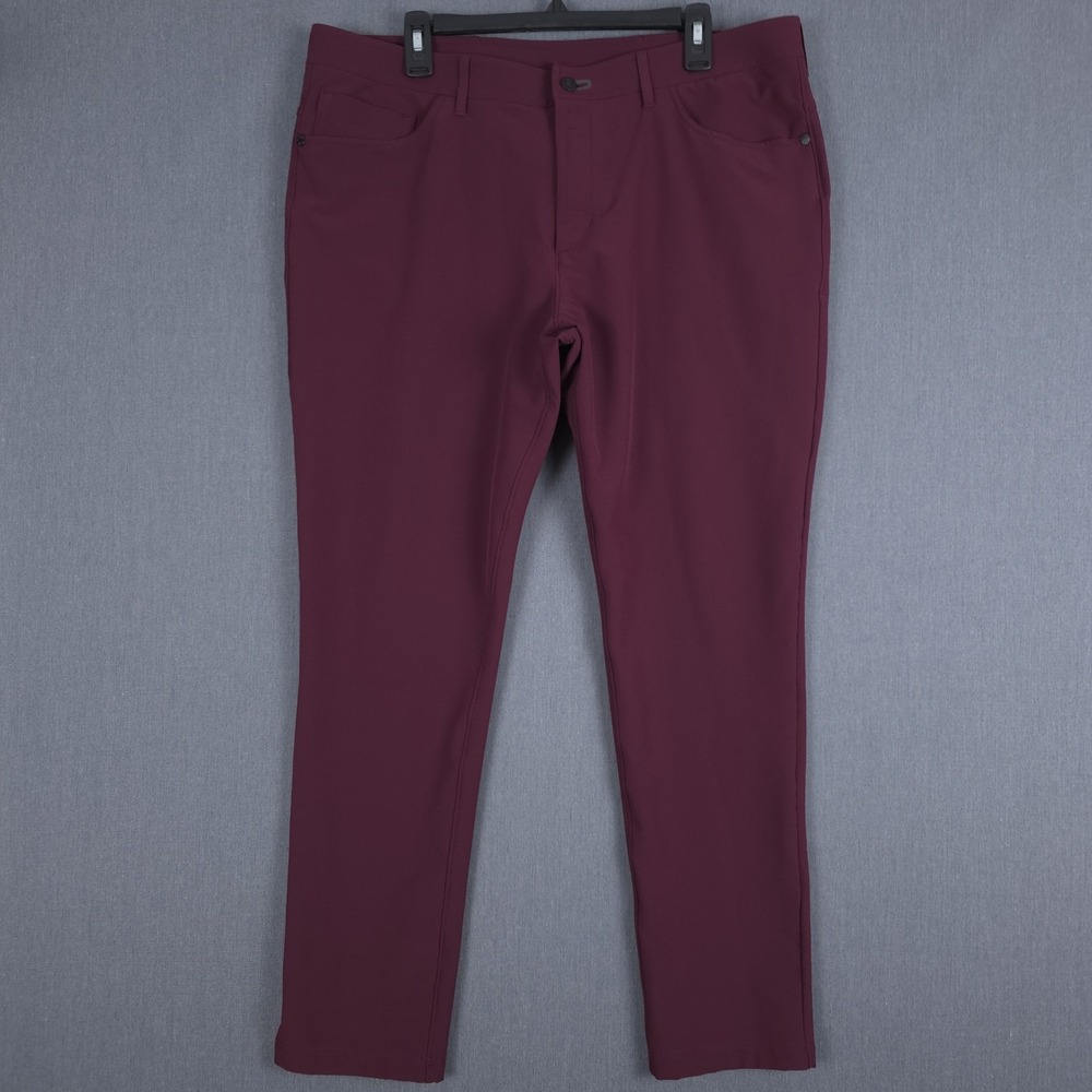 Public Rec Dealmaker Pants Mens 38x32 (Fits 37x30) Maroon Performance Stretch